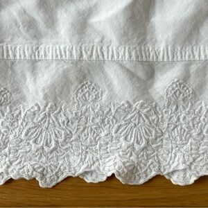 Simply Shabby Chic Woodrose White Embroidered Twin Flat Sheet + Pillowcase + Bag